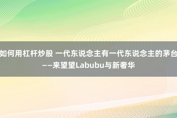 如何用杠杆炒股 一代东说念主有一代东说念主的茅台——来望望Labubu与新奢华