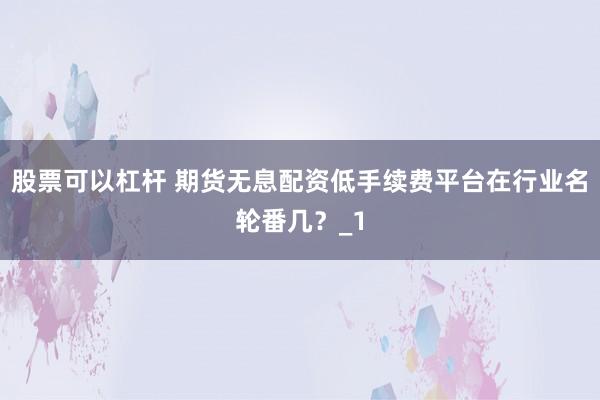 股票可以杠杆 期货无息配资低手续费平台在行业名轮番几？_1